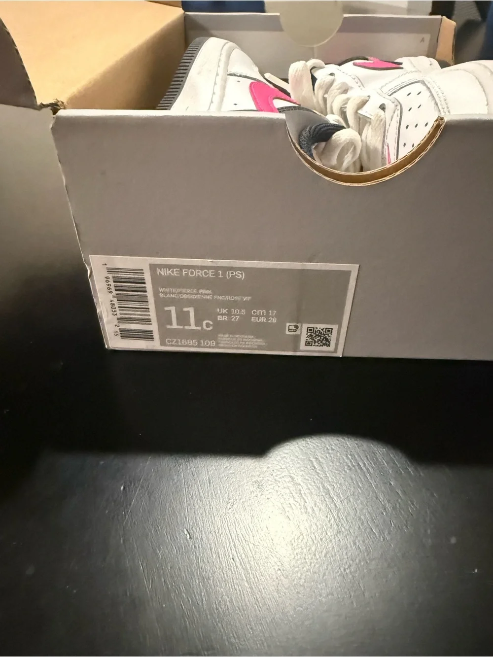 Nike Kids White Sneakers with Pink Swoosh